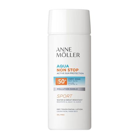 Anne Möller Aqua Non Stop Active Sun Protection Sport Spf 50 Fluido facial protector acabado seco de gran eficacia 75 ml
