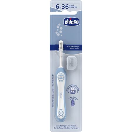 Chicco Cepillo De Dientes First Milk Teeth 6-36m Cepillo dental con empuñadura ergonómica y antideslizante diseñado para satisfacer las necesidad de los niños