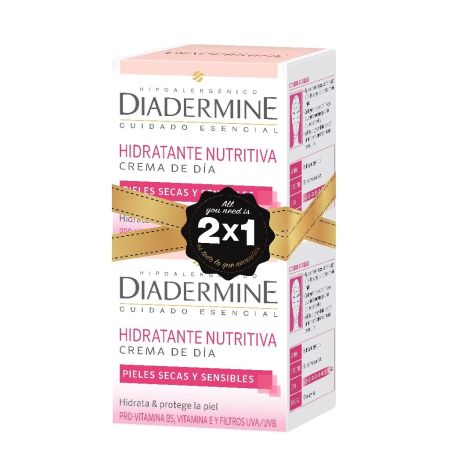 Diadermine Hidratante Nutritiva Crema De Día Duplo 2x1 Crema de día de rápida absorción hidratante y nutritiva piel suave y elástica 2x50 ml