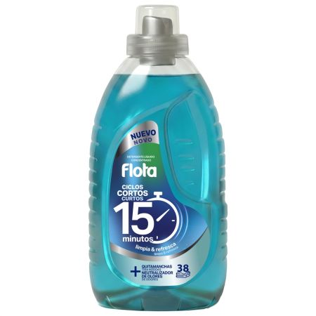 Flota Detergente Líquido Concentrado Ciclos Cortos Limpia&Refresca Detergente líquido ofrece cuidado óptimo y protección reforzada eliminando las bolitas de tu ropa 38 lavados 1520 ml