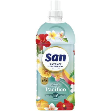 San Pacífico Suavizante Concentrado Suavizante concentrado reduce arrugas ofreciendo extra de suavidad con aroma exótico 59 lavados 1269 ml