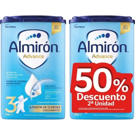 Almirón Advance 3 Leche De Crecimiento Duplo Formato Especial Leche en polvo desarrollada para cubrir las necesidades nutricionales a partir de 12 meses 2x800 gr
