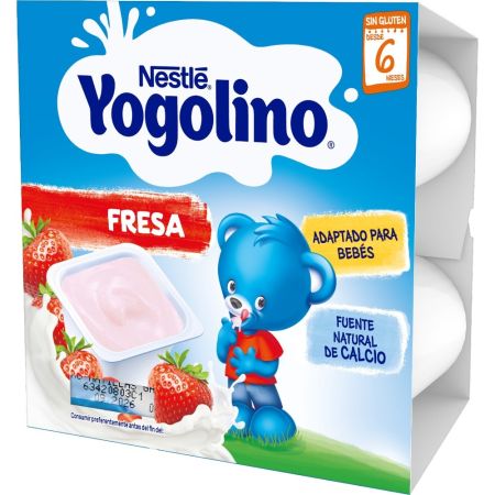 Nestle Yogolino Postre Lácteo Fresa Postre lácteo sin gluten cubre las necesidades nutricionales de los más pequeños a partir de 6 meses 4x100 gr