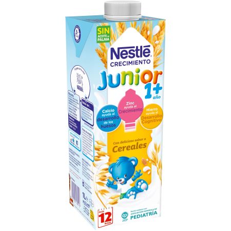Nestle Leche Crecimiento Junior +1 Año Cereales Leche líquida de crecimiento con un delicioso sabor a partir de un año 1000 ml