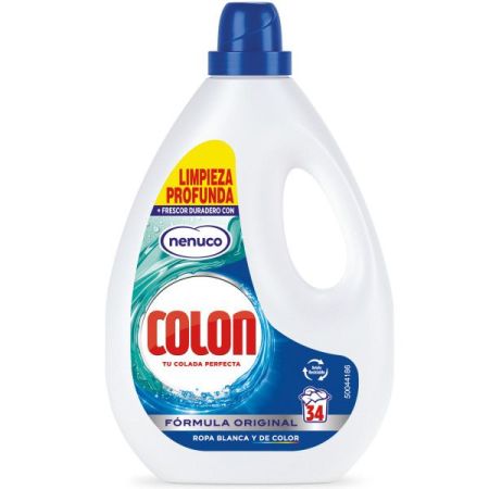 Colon Detergente Nenuco Detergente líquido fórmula original limpieza profunda ropa blanca y de color 34 lavados 1530 ml