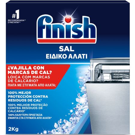 Finish Sal Para Lavavajillas Sal para lavavajillas evita acumulaciones de cal para un mejor funcionamiento 2 kg