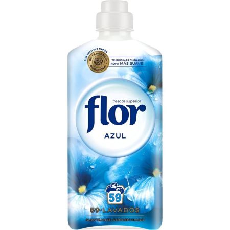 Flor Azul Suavizante Concentrado Suavizante concentrado ofrece sensación de frescor y suavidad hasta 200 días 59 lavados 1062 ml