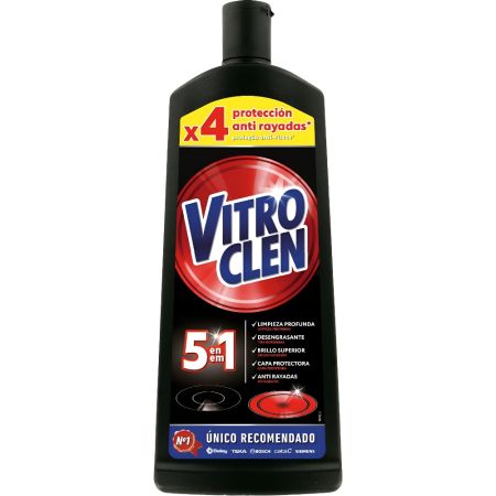 Vitroclen Limpiador Vitrocerámica 5 En 1 Limpiador para vitrocerámica protege contra rayadas y limpia en profundidad manteniendo el brillo