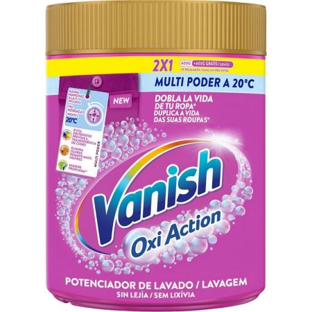 Vanish Oxi Action Potenciador De Lavado Formato Especial Potenciador del lavado en polvo sin lejía elimina manchas y olores para ropa blanca y de color 900 gr