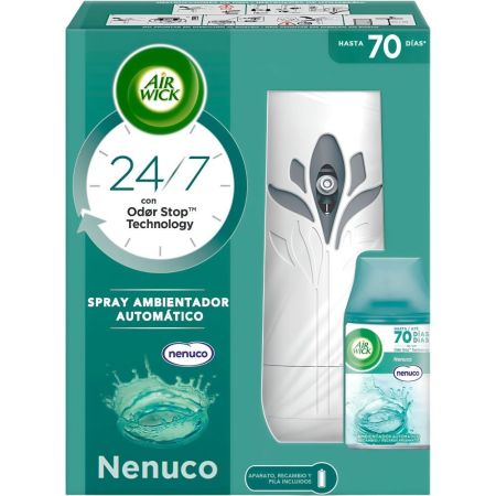 Air Wick Nenuco Spray Ambientador Automático+Recambio Ambientador automático para hogar para un ambiente tranquilo y natural hasta 70 días de duración 250 ml