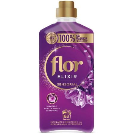 Flor Elixir Sensorial Suavizante Concentrado Suavizante concentrado antiolor olor a recién lavado hasta 300 días 63 lavados 1200 ml