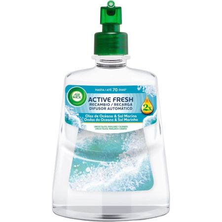 Air Wick Active Fresh Brisa Marina Spray Automático Recambio Ambientador para hogar ofrece gran aroma y duración durante 24 horas 228 ml