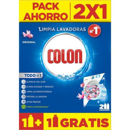 Colon Limpia Lavadoras Todo En 1 Pack Ahorro Limpiador para lavadoras elimina suciedad y protege con aroma original 2x250 ml