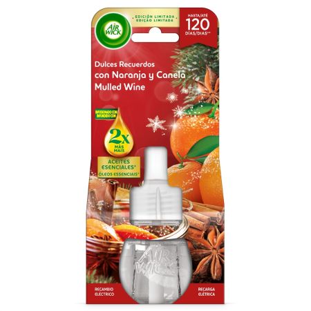 Air Wick Dulces Recuerdos Naranja Y Canela Recambio Eléctrico Ambientador eléctrico para hogar con diferentes niveles de intensidad ofrece gran aroma y duración hasta 120 días 19 ml