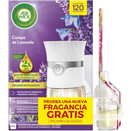 Air Wick Campo De Lavanda Difusor Eléctrico+Cherry Recambio Gratis Ambientador eléctrico para hogar con suave aroma ideal para cualquier habitación hasta 120 días