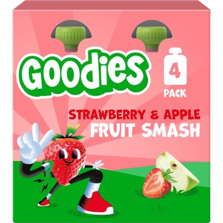 Goodies Bolsitas Fresa Y Manzana Bolsitas saludables ideales para llevar en cualquier momento elaboradas 100% con fruta 4x100 gr