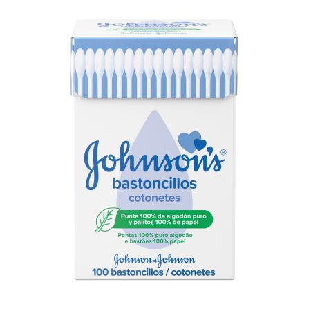 Johnson'S Bastoncillos Bastoncillos suaves absorbentes y delicados 100% algodón 100 uds