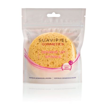 Suavipiel Cosmetics Demake Up Sponge Esponja desmaquilladora limpia el rostro en profundidad con fibras de celulosa 2 uds