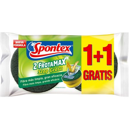 Spontex Estropajos 2 Frotamax Stop Grasa Formato Especial Estropajo con sistema antigrasa para que se mantenga más limpio y eficaz 2 uds
