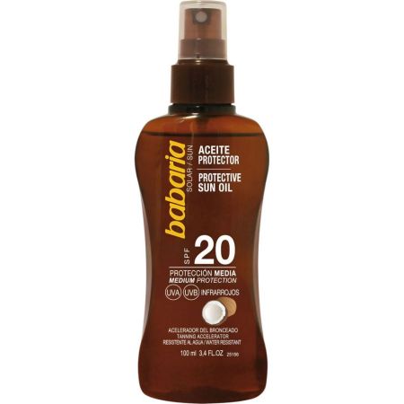 Babaria Aceite Protector Spf 20 Aceite solar resistente al agua acelerador del bronceado 100 ml