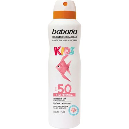 Babaria Kids Bruma Solar Spf 50 Bruma solar infantil de absorción inmediata resistente al agua 200 ml