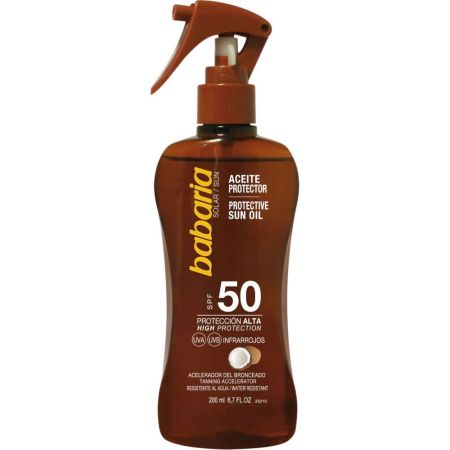 Babaria Aceite Protector Spf 50 Aceite solar de coco resistente al agua acelerador del bronceado
