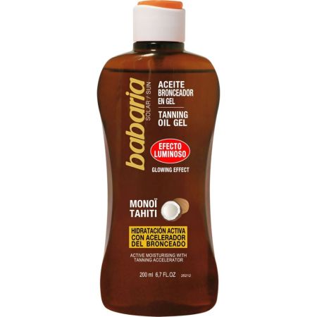 Babaria Aceite Bronceador En Gel Aceite bronceador efecto luminoso resistente al agua acelerador del bronceado 200 ml