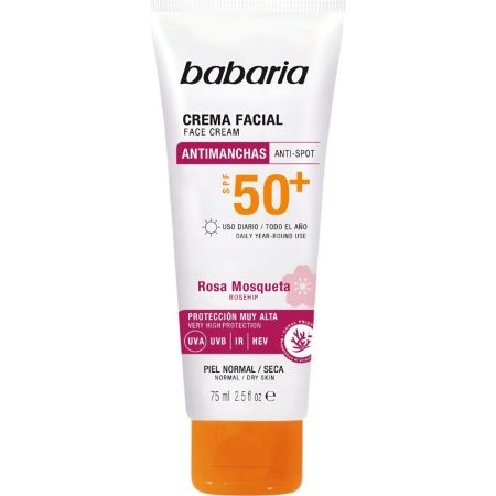 Babaria Crema Facial Antimanchas Rosa Mosqueta Spf 50+ Crema facial solar previene y reduce manchas 75 ml