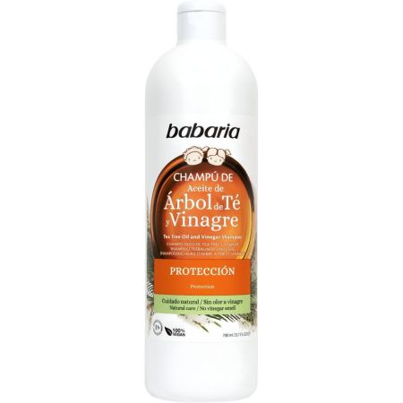 Babaria Aceite De Árbol Del Té Y Vinagre Champú Champú protector ofrece brillo y previene piojos equilibrando el cabello sin olor a vinagre 700 ml