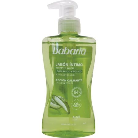Babaria Ácción Calmante Jabón Íntimo Gel de higiene íntima para una sensación agradable con ácido láctico y aloe vera 300 ml