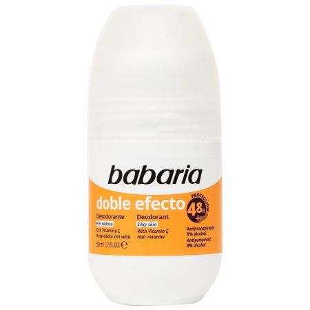 Babaria Doble Efecto Desodorante Roll-On Desodorante retardador del vello con vitamina e 48 horas 50 ml