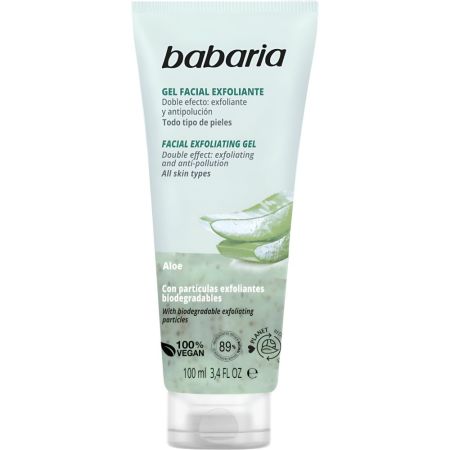 Babaria Aloe Gel Facial Exfoliante Gel facial doble efecto exfoliante y antipolución 100 ml