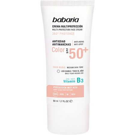 Babaria 360º Photoage Crema Multiprotección Color Spf 50+ Crema solar con color antiedad y antimanchas con vitamina b3 50 ml
