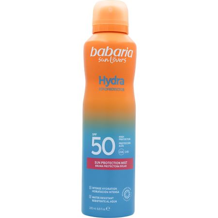 Babaria Hydra Fotoprotector Bruma Protectora Solar Spf 50 Bruma solar corporal resistente al agua ofrece una hidratación profunda con exoxomas de aloe vera 200 ml