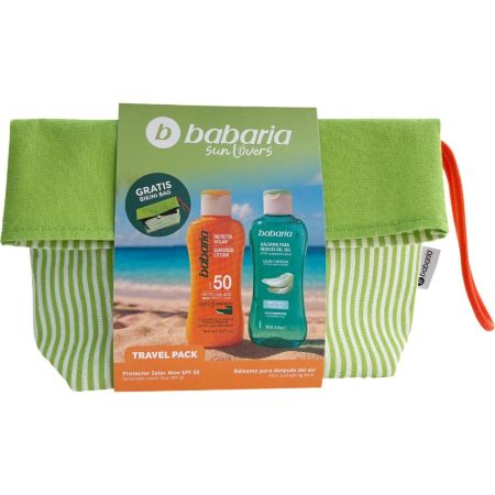 Babaria Sun Lovers Travel Pack Neceser Set de protección solar corporal resistente al agua ideal para antes y después del sol
