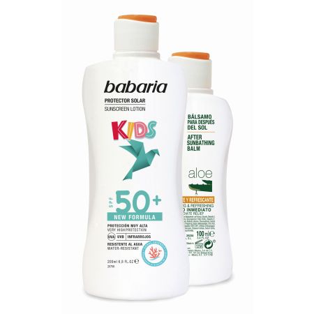 Babaria Kids Protector Solar Spf 50+ + Aloe After Sun Pack Set de protección solar infantil completo para antes y después del sol