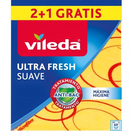 Vileda Bayeta Ultra Fresh Suave Formato Especial Bayeta de microfibras de gran capacidad de absorción ideal para limpieza perfecta 34x40 cm 3 uds