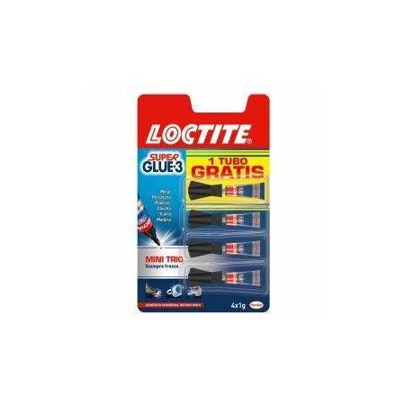 Loctite Super Glue-3 Pegamento Mini Trio Formato Especial Pegamento líquido mini adhesivo universal instantáneo 4x1 gr