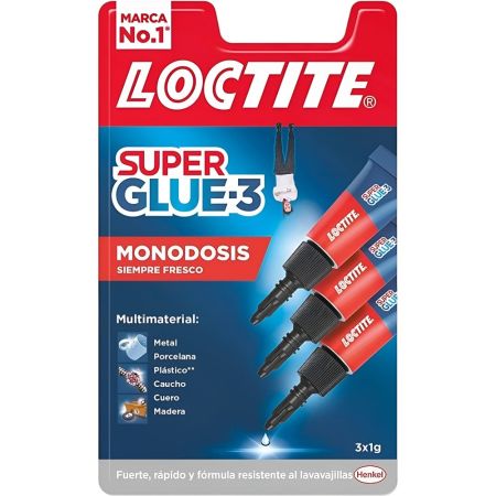 Loctite Super Glue-3 Pegamento Mini Trio Formato Especial Pegamento líquido mini adhesivo universal instantáneo pega al instante la mayoría de materiales 3x1 gr