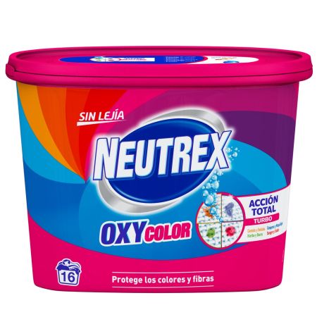 Neutrex Quitamanchas Oxy Color Polvo Quitamanchas sin lejía limpia incluso manchas resecas protege los colores 16 lavados 588 gr