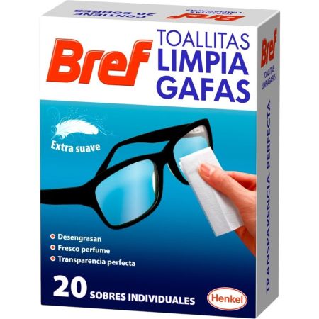 Bref Toallitas Limpia Gafas Toallitas limpia gafas extrasuaves y desengrasantes secado rápido 20 uds
