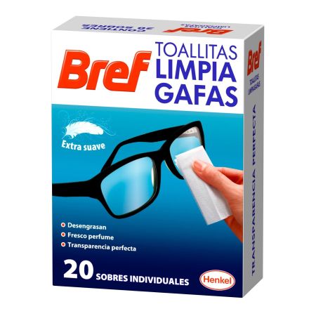 Bref Toallitas Limpia Gafas Toallitas limpia gafas extrasuaves y desengrasantes secado rápido 20 uds