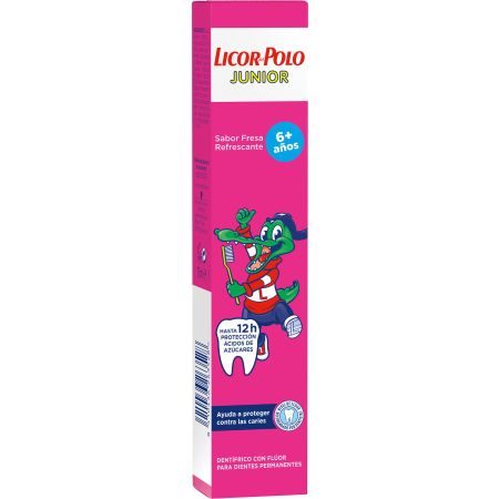 Licor Del Polo Dentífrico Junior +6 Años Pasta de dientes anticaries 12 horas de protección sabor fresa 75 ml