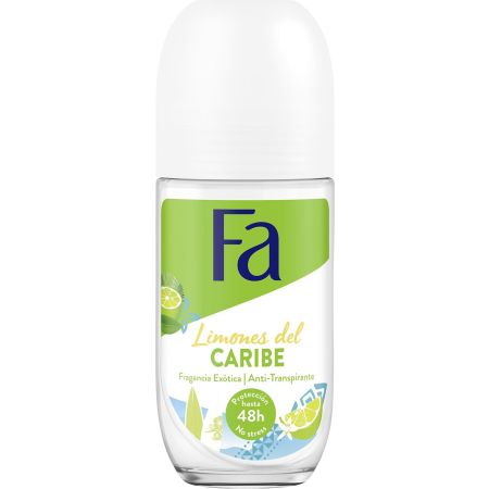 Fa Limones Del Caribe Desodorante Roll-On Desodorante antitranspirante con aroma exótico protección 48 horas 50 ml