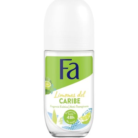 Fa Limones Del Caribe Desodorante Roll-On Desodorante antitranspirante con aroma exótico protección 48 horas 50 ml