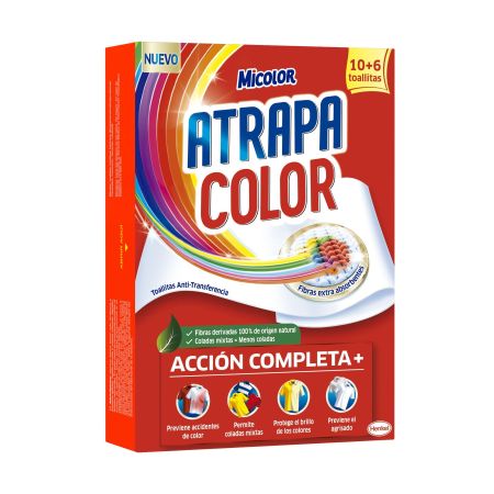 Micolor Atrapa Color Toallitas Anti-Transferencia Formato Especial Toallitas atrapacolores para lavadora absorben las partículas de color y la suciedad 16 uds