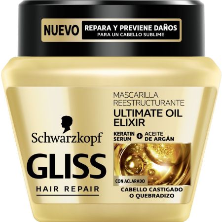 Gliss Ultimate Oil Elixir Mascarilla Reestructurante Mascarilla reestructurante refuerza rellena y repara para cabello castigado o quebradizo 300 ml