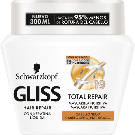 Gliss Total Repair Mascarilla Nutritiva Mascarilla nutritiva penetra en profundidad con keratina líquida para cabello seco o estragado 300 ml
