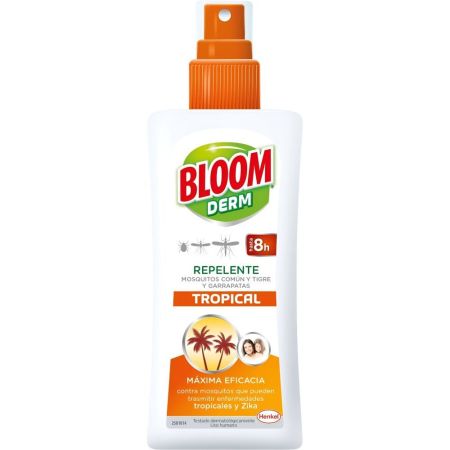 Bloom Derm Repelente Tropical Repelente de insectos máxima eficacia con el mosquito común tigre y garrapatas 100 ml