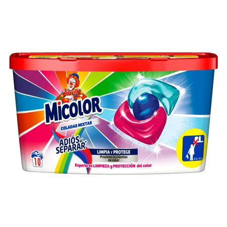 Micolor Detergente Coladas Mixtas Adiós Al Separar Detergente en cápsulas limpieza luminosidad y frescor 10 uds